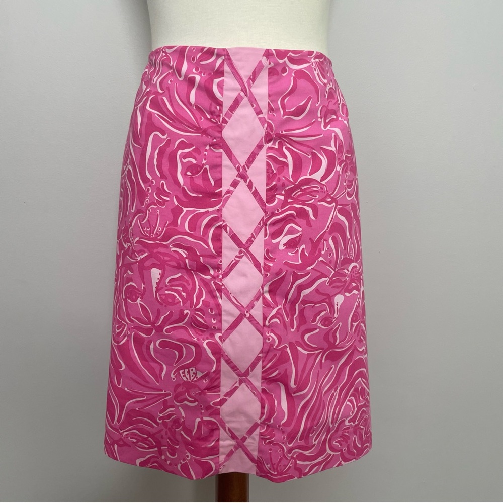 Lilly Pulitzer Simple Skirt Lattice Lined Palm Beach Tony Travel Pocket Pink